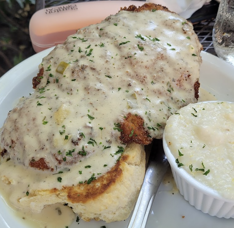 A Lowcountry Backyard Restaurant signature dishes Potato Chip Meatloaf EntreeShrimp Blt SaladThe Bischick